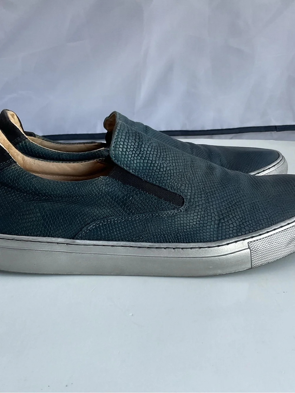 Robert Graham ROLO 2 Blue Snake Embossed Leather Silver Sole Shoes Men’s Sz 10.5